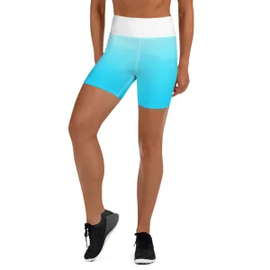 Aqua and White Yoga Shorts