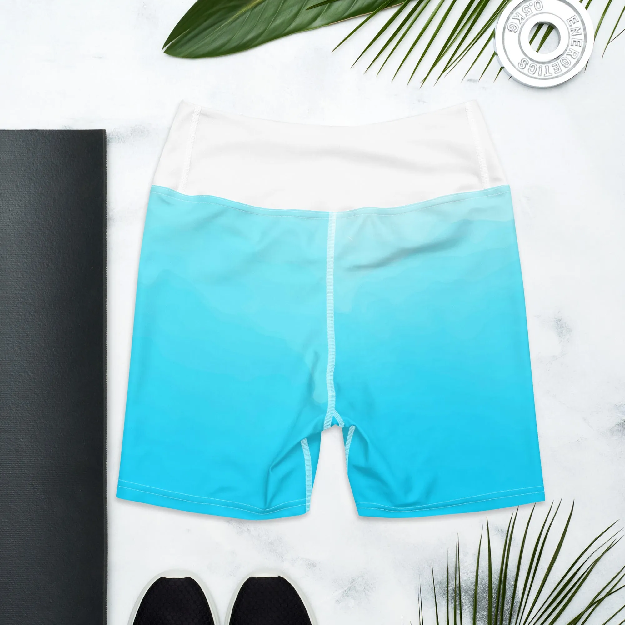 Aqua and White Yoga Shorts