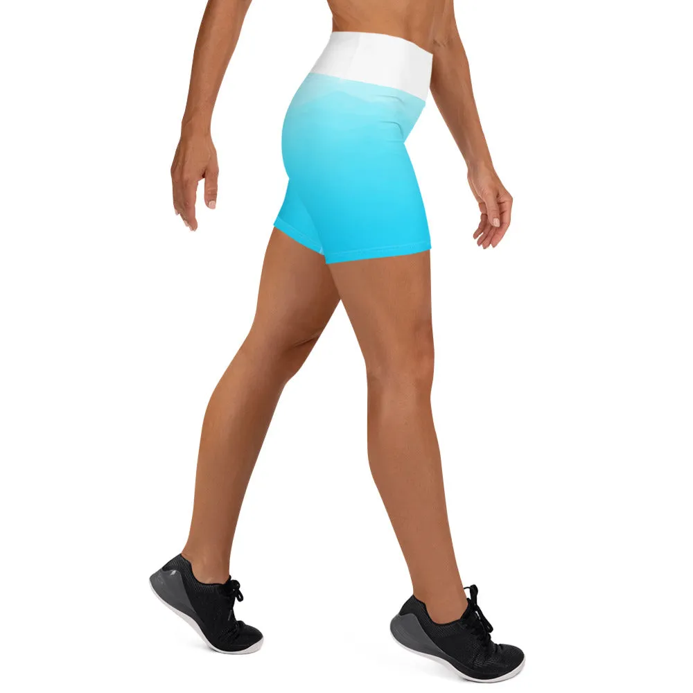 Aqua and White Yoga Shorts