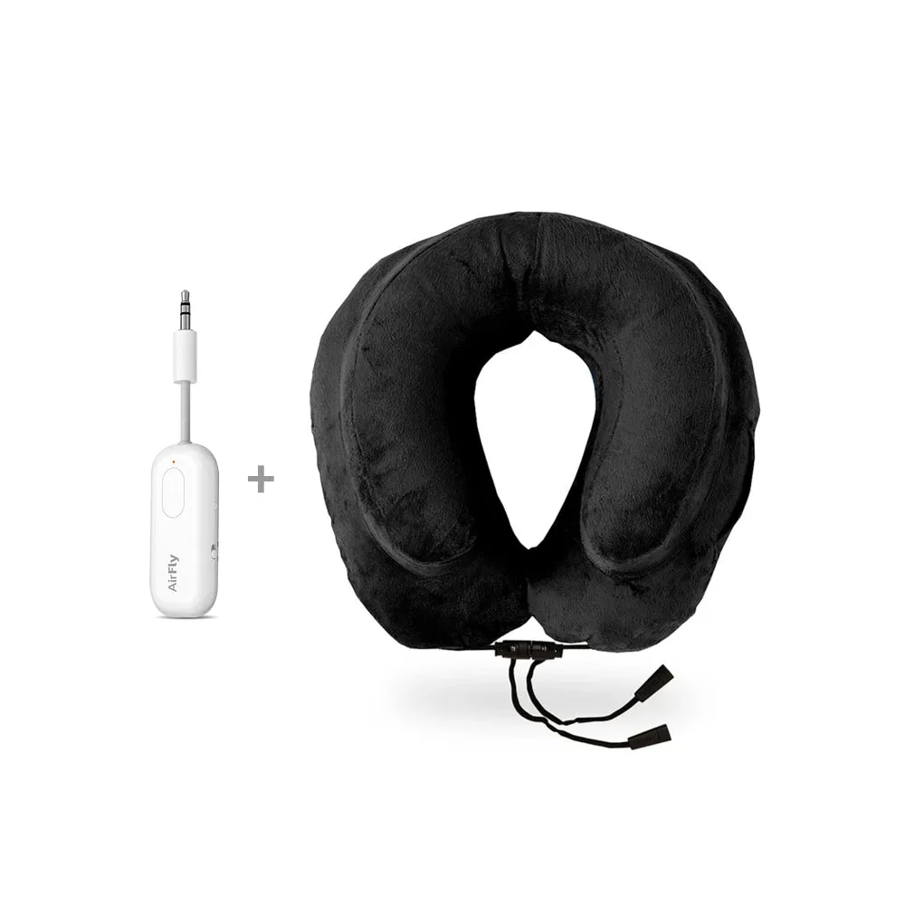 BUNDLE TWELVE SOUTH AirFly Pro Bluetooth Dongle Transmitter V1 & CABEAU Air Evolution Inflatable Travel Neck Pillow