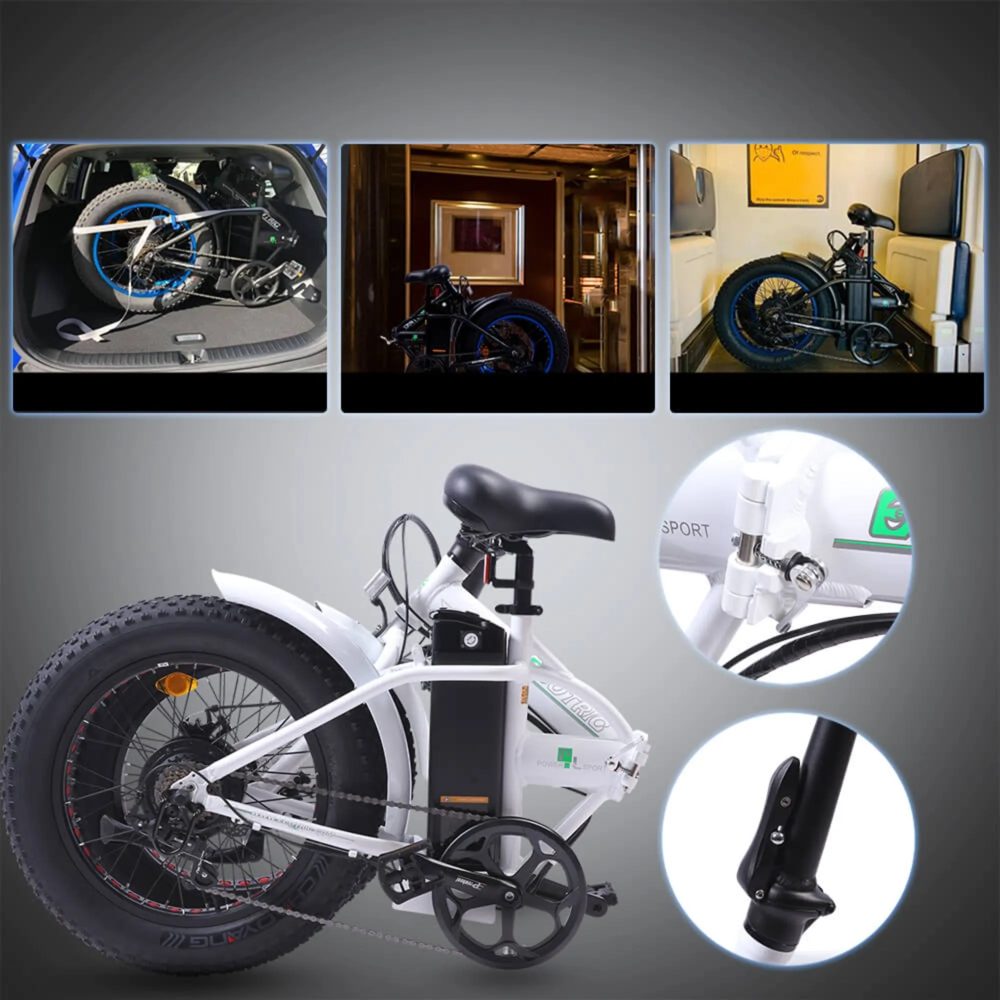 Ecotric 500W 20" Fat Portable and Folding Electric Bike
