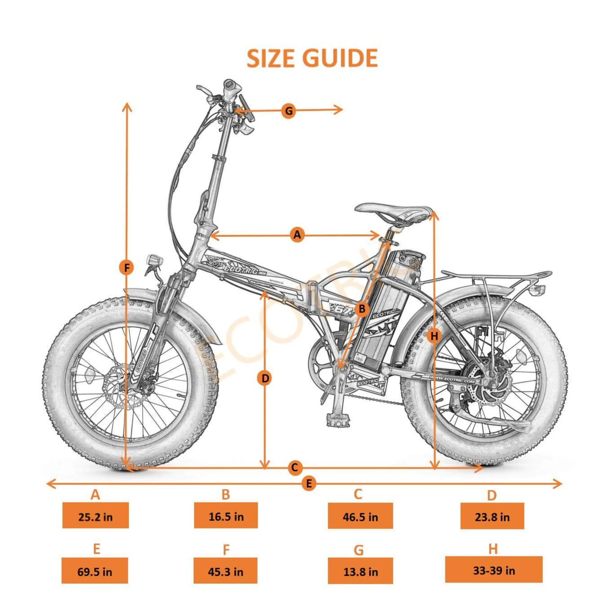 Ecotric 500W 20" Fat Portable and Folding Electric Bike