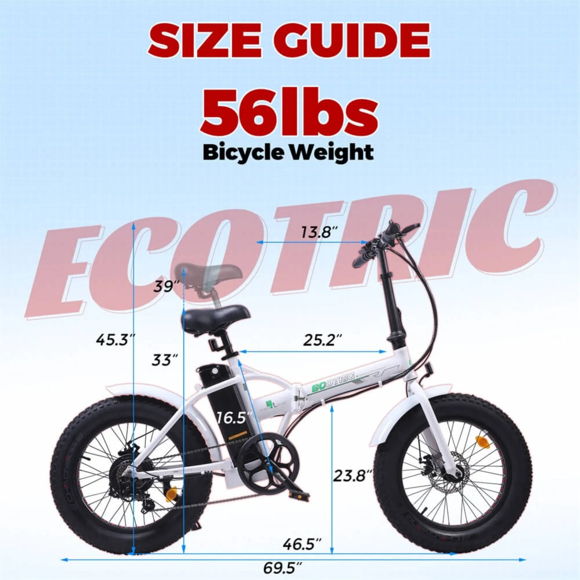 Ecotric 500W 20" Fat Portable and Folding Electric Bike
