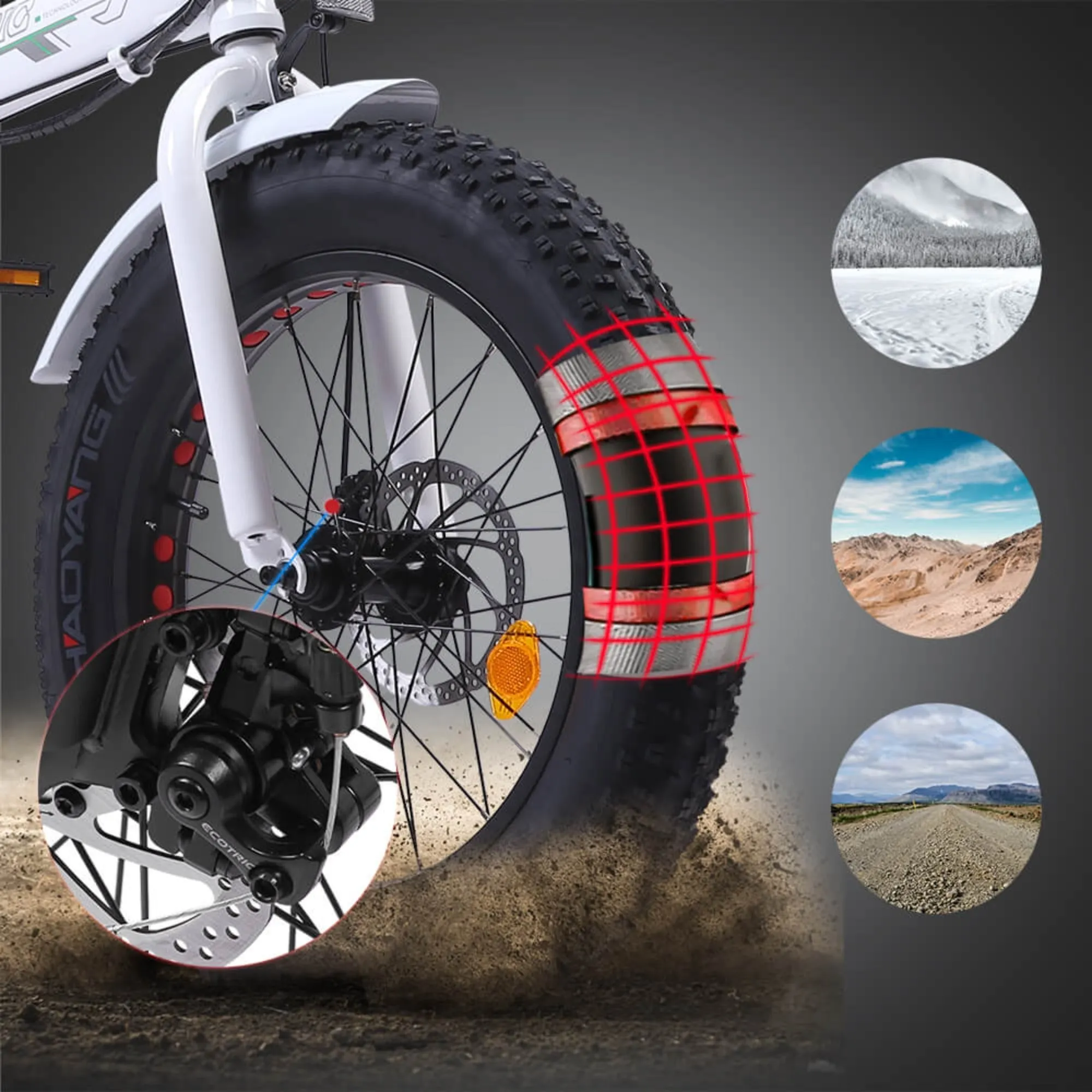 Ecotric 500W 20" Fat Portable and Folding Electric Bike