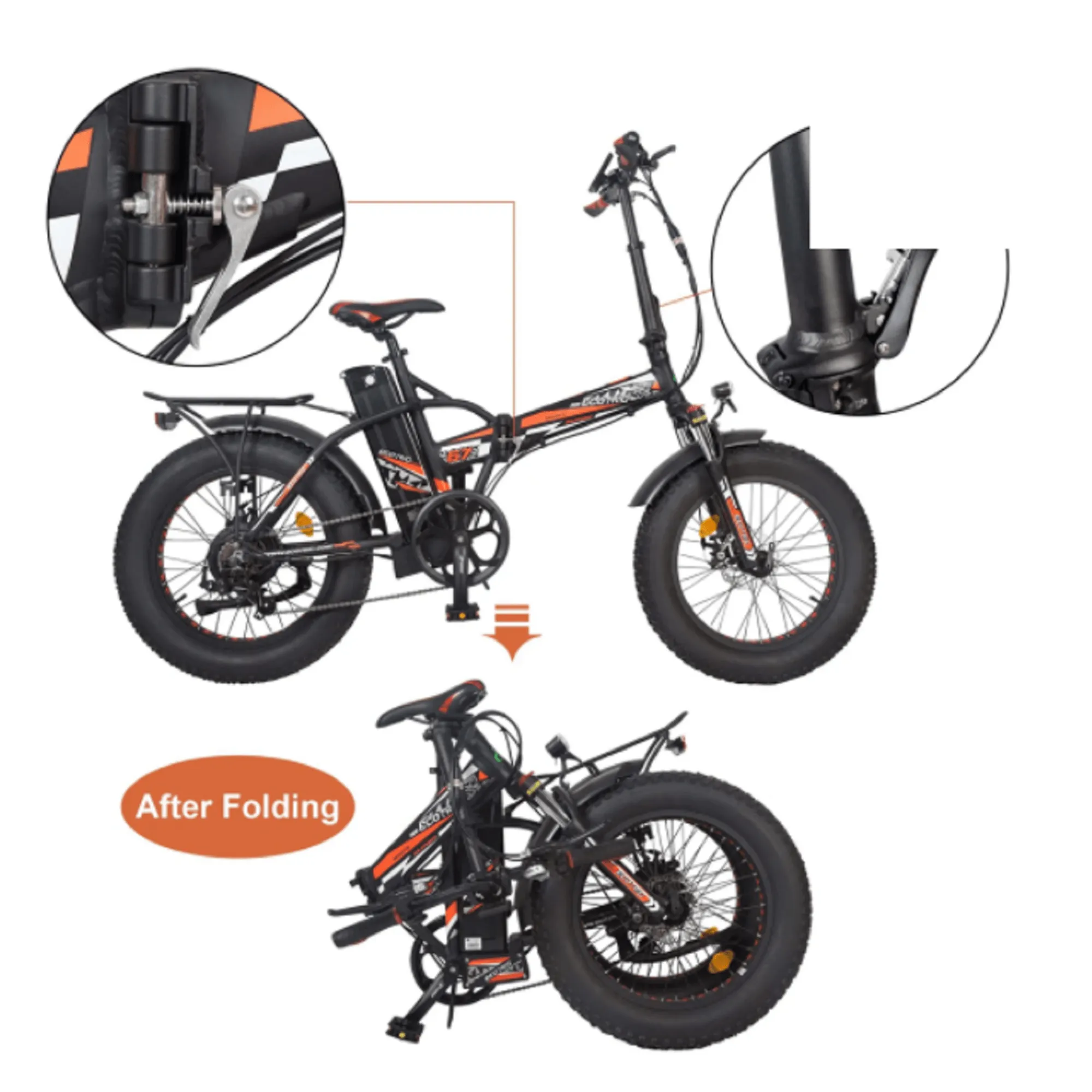 Ecotric 500W 20" Fat Portable and Folding Electric Bike