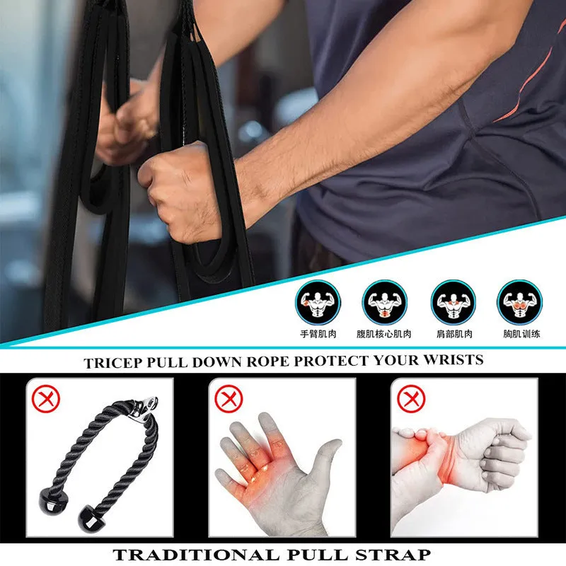 Heavy-Duty Tricep Rope  Dual Head Cable Attachment for Strength Training