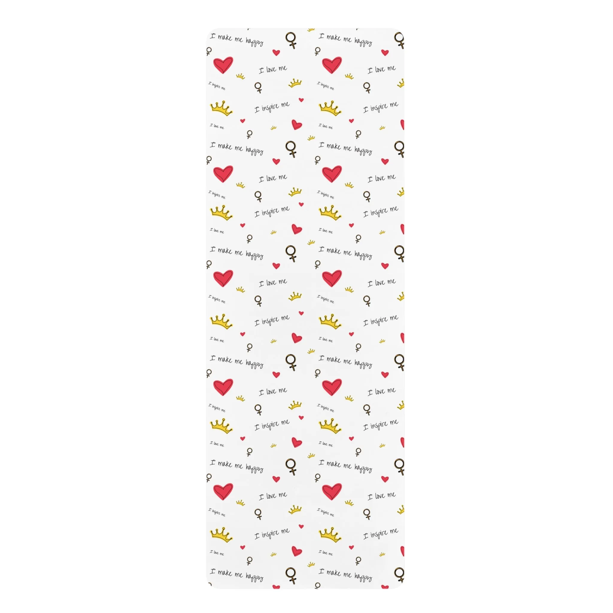 Inspirational Rubber Yoga Mat - I Make Me Happy Design for Mindfulness & Fitness