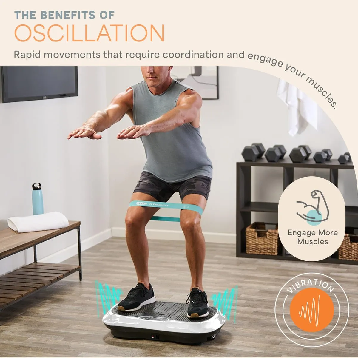 LifePro Vibration Plate Exercise Machine - Whole Body Workout Vibration Fitness Platform w/ Loop Bands - Home Training Equipment for Weight Loss & Toning - Remote, Balance Straps, Videos & Manual