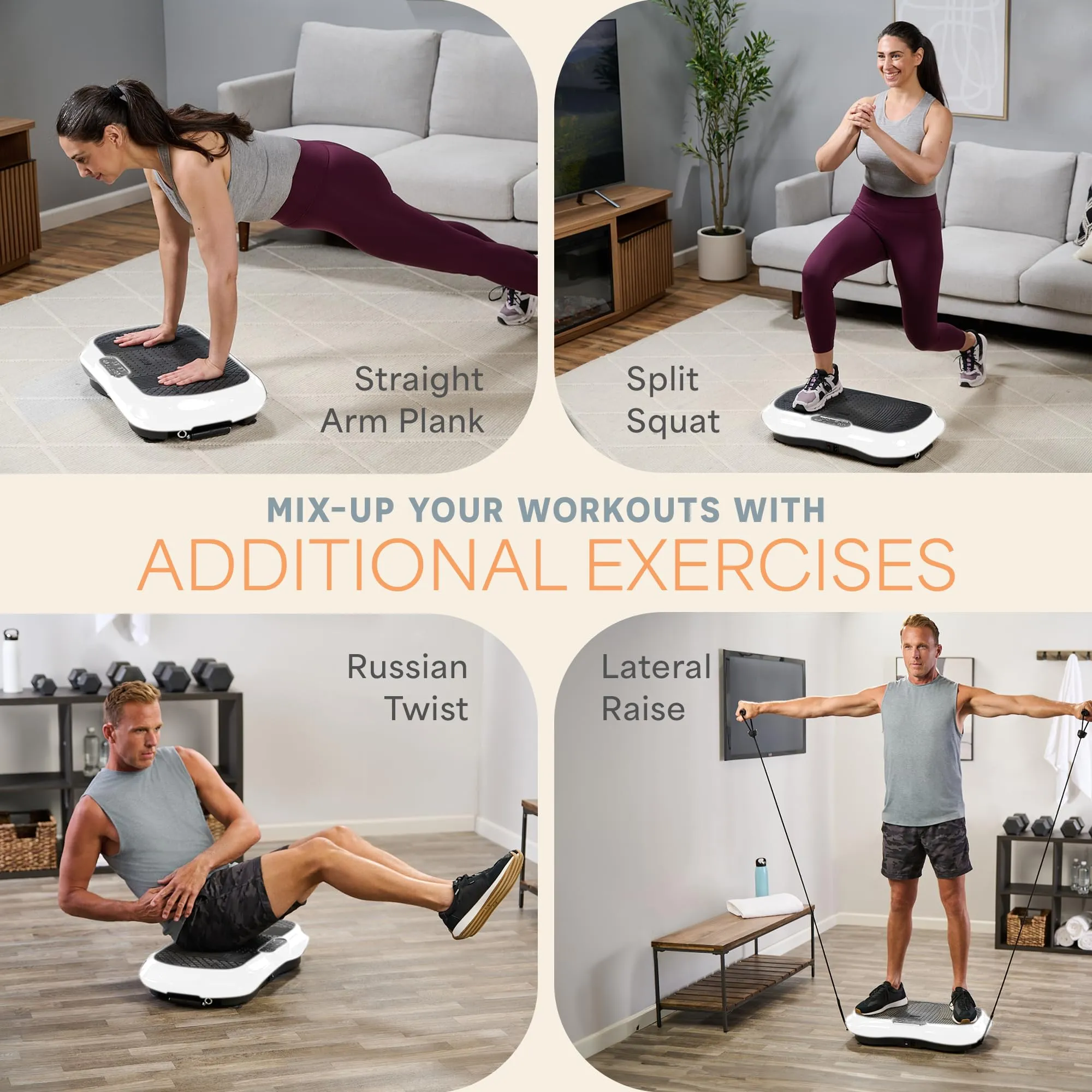 LifePro Vibration Plate Exercise Machine - Whole Body Workout Vibration Fitness Platform w/ Loop Bands - Home Training Equipment for Weight Loss & Toning - Remote, Balance Straps, Videos & Manual