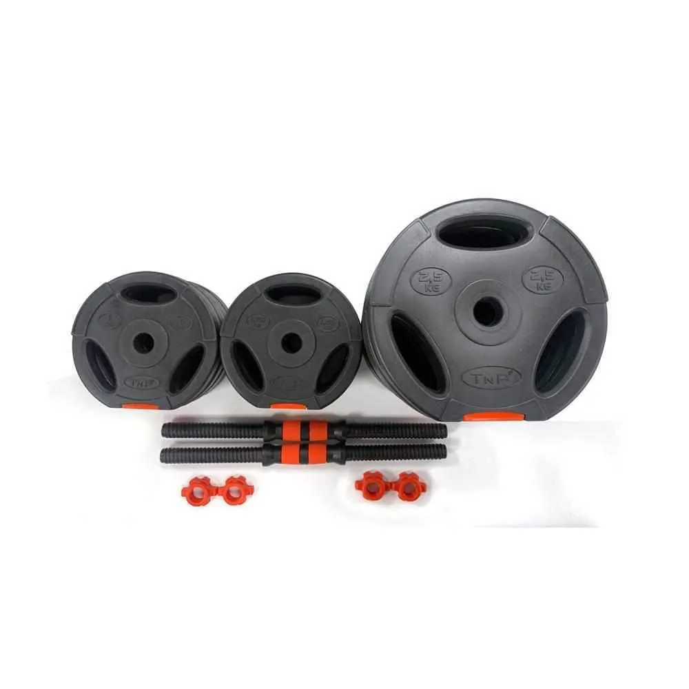 Tri-Grip Dumbbell Set (Black Red Dumbbell Bar) 20Kg